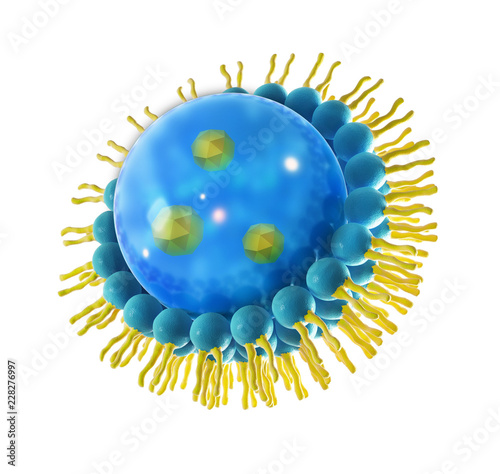 Liposome structure cell 3D rendering photo