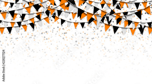 Halloween confetti and garlands background