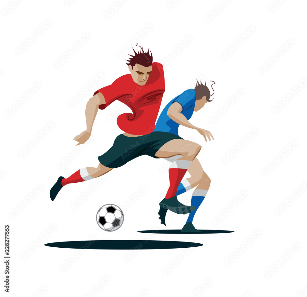 6942873 Players are fighting for the ball. Vector Illustration
