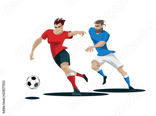 6942875 Players are fighting for the ball. Vector Illustration