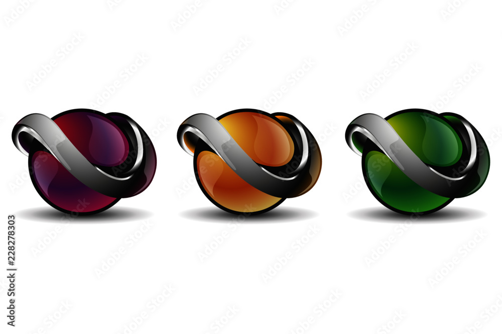 Sfere luminose rosa,arancione e verde, vettoriale
