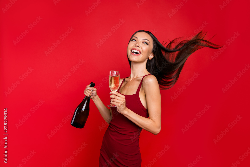Portrait of alluring beautiful careless carefree brunette with b Portrait of alluring beautiful careless carefree brunette with b