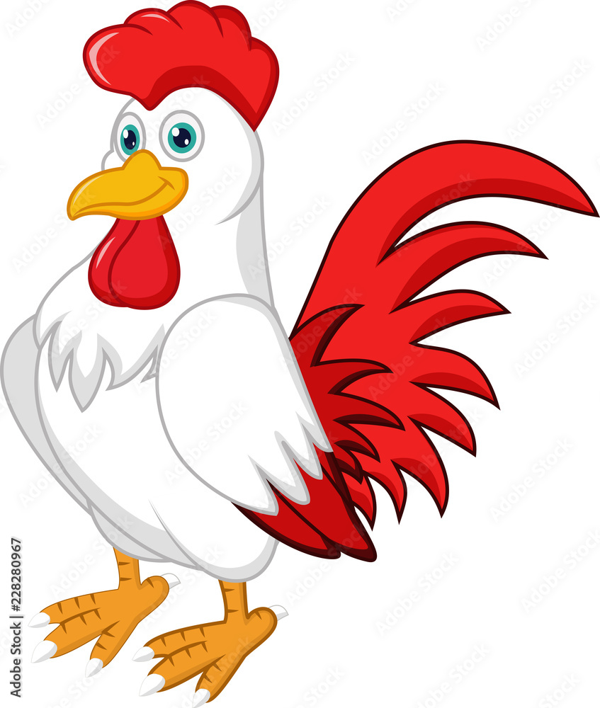 cute rooster cartoon posing