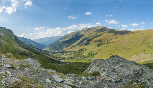 Panorama of the valley between the mountains