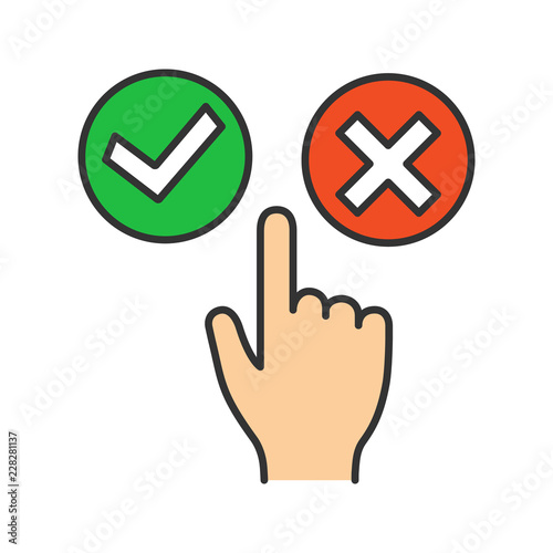 Accept and decline buttons color icon