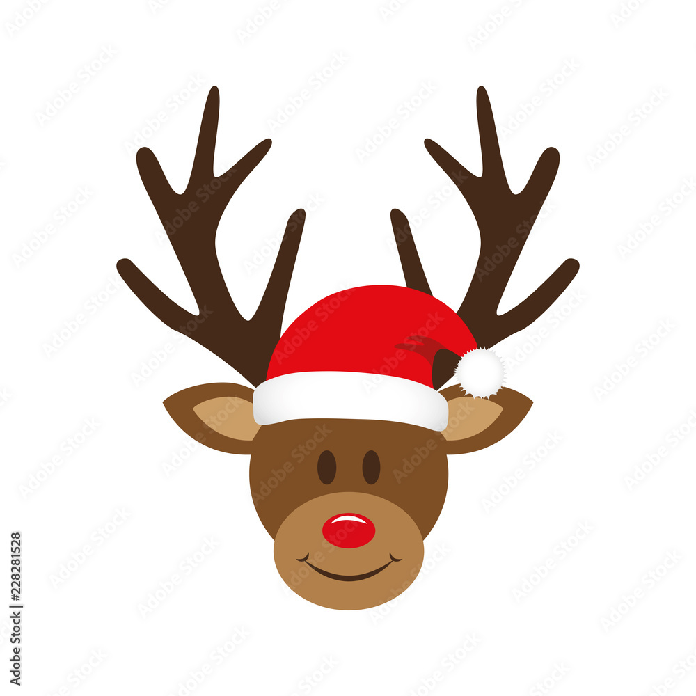 cute reindeer with christmas santa hat Stock Vector | Adobe Stock cute reindeer with christmas santa hat Stock Vector | Adobe Stock