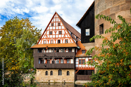 Nuremberg, Hangman's Bridge over the Pegnitz River. Franconia, Germany photo