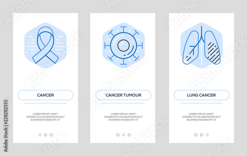 Cancer, Malignant Tumor, Lung Cancer Banners. Vector Vertical Cards. Concept For Web Graphics.