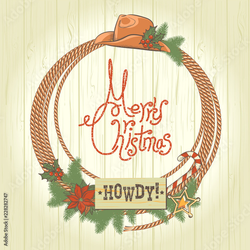 Cowboy christmas wreath with western cowboy decoration