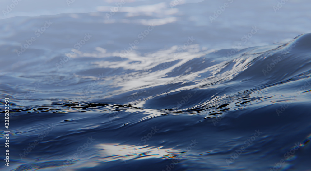 Abstract Water Surface Closeup. 3D illustration