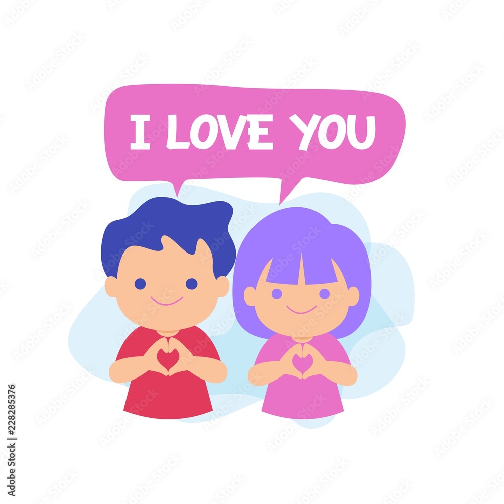 I Love You with Couple Characters Vector Illustration I Love You with Couple Characters Vector Illustration