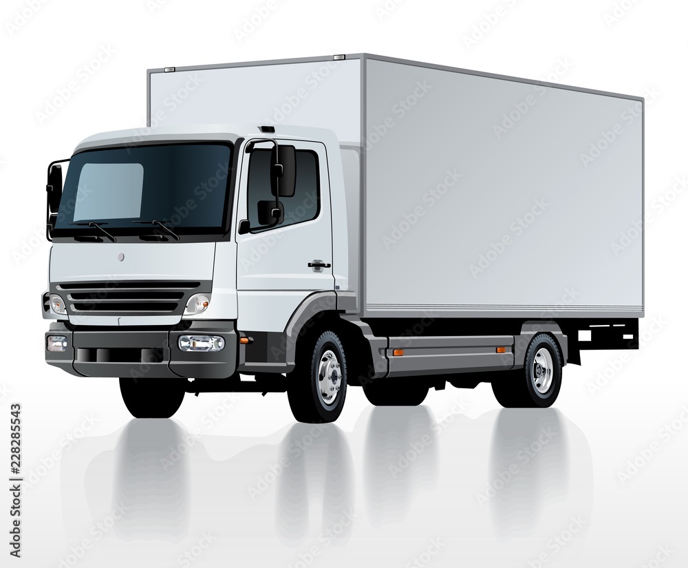 Vector delivery cargo truck template isolated on white
