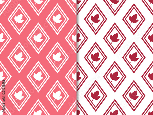 seamless geometric abstract pattern with floral motive rhombus and leave