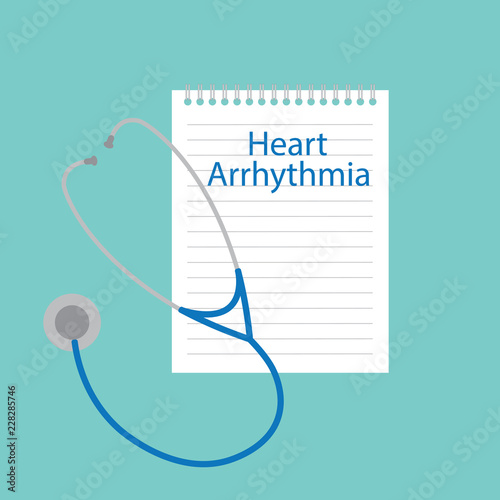 Heart arrhythmia written in a notebook- vector illustration