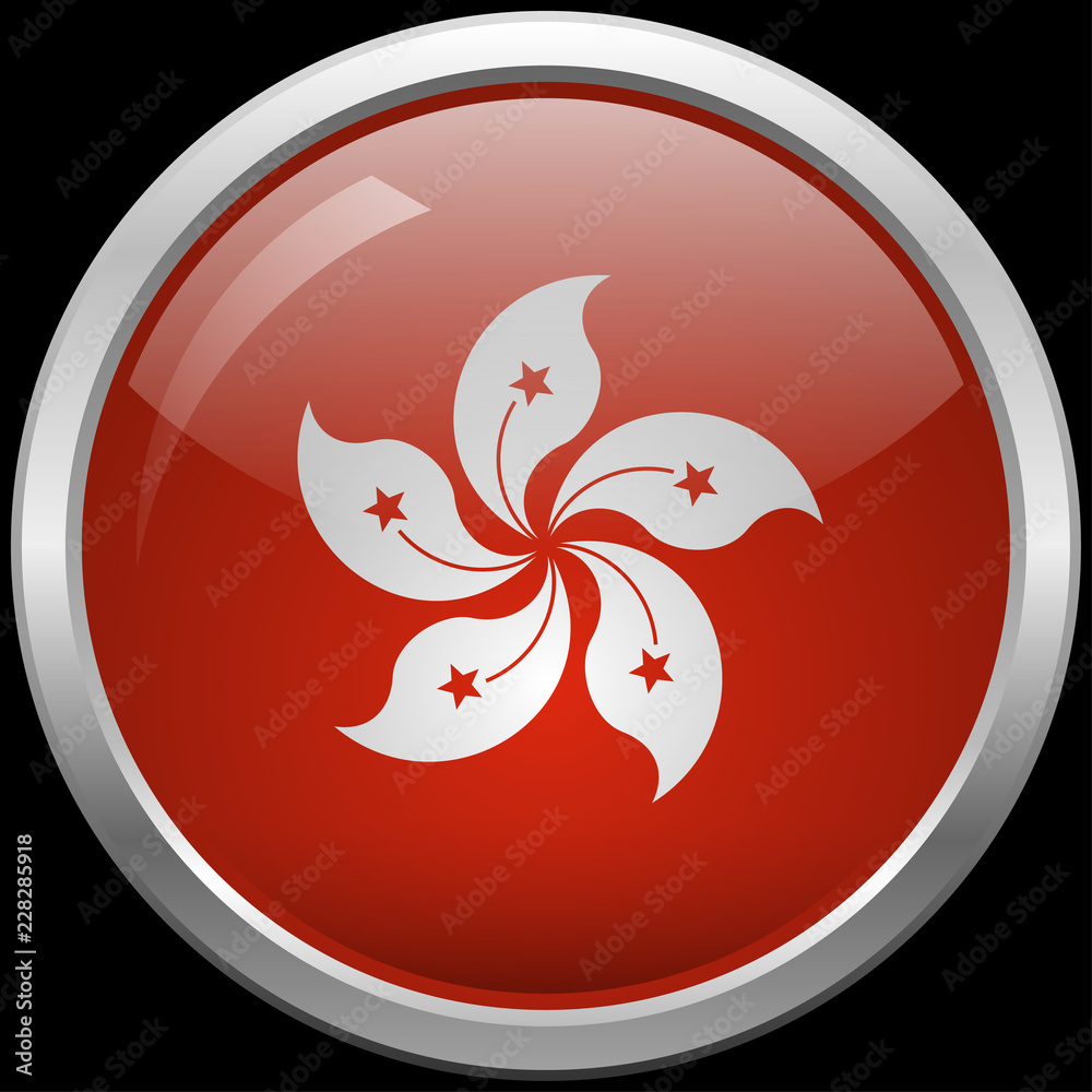 Fototapeta premium Hong Kong flag glass button vector illustration