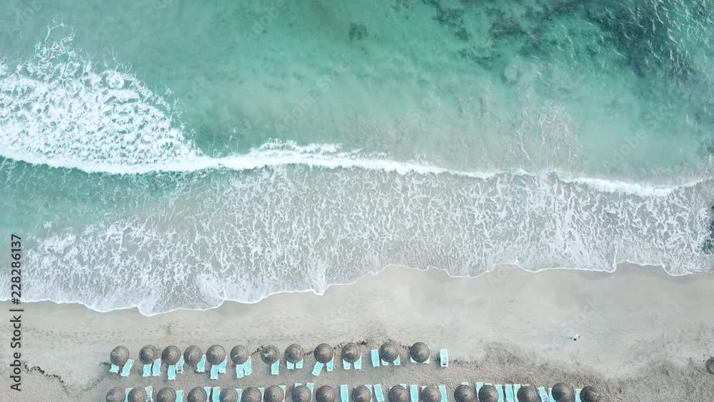 beach with waves from above