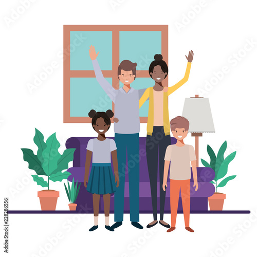 family in living room avatar character