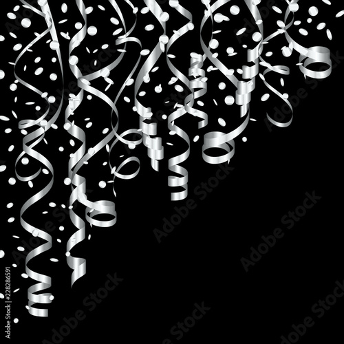 Silver Streamers & Confetti Party Background