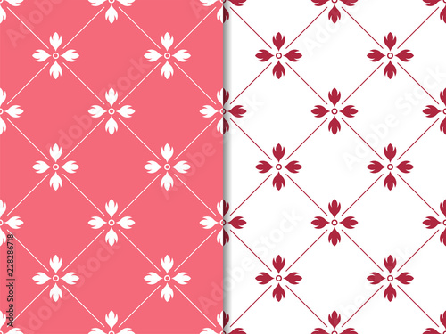 abstract floral seamless pattern with flowers, netting and leaves