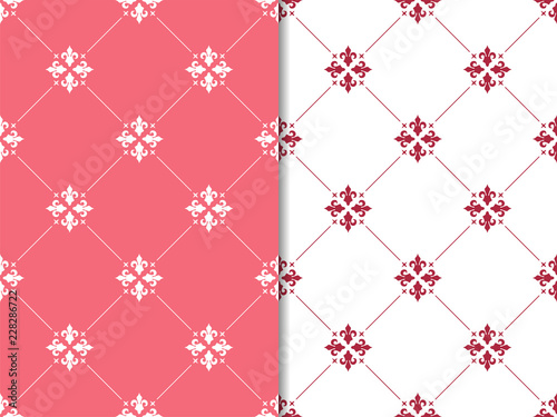 abstract floral seamless pattern with flowers, netting and leaves