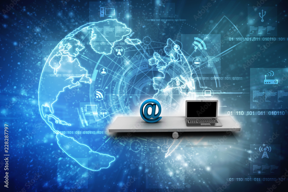3d rendering Laptop with e mail
    
  