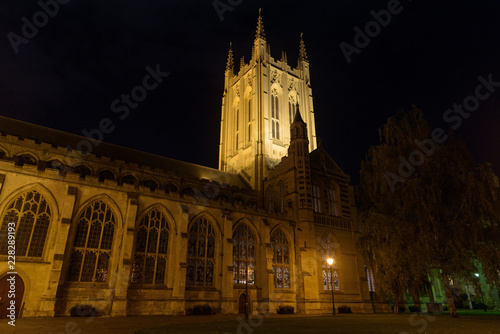 St Edmundsbury Cathedral in Bury St Edmunds at night