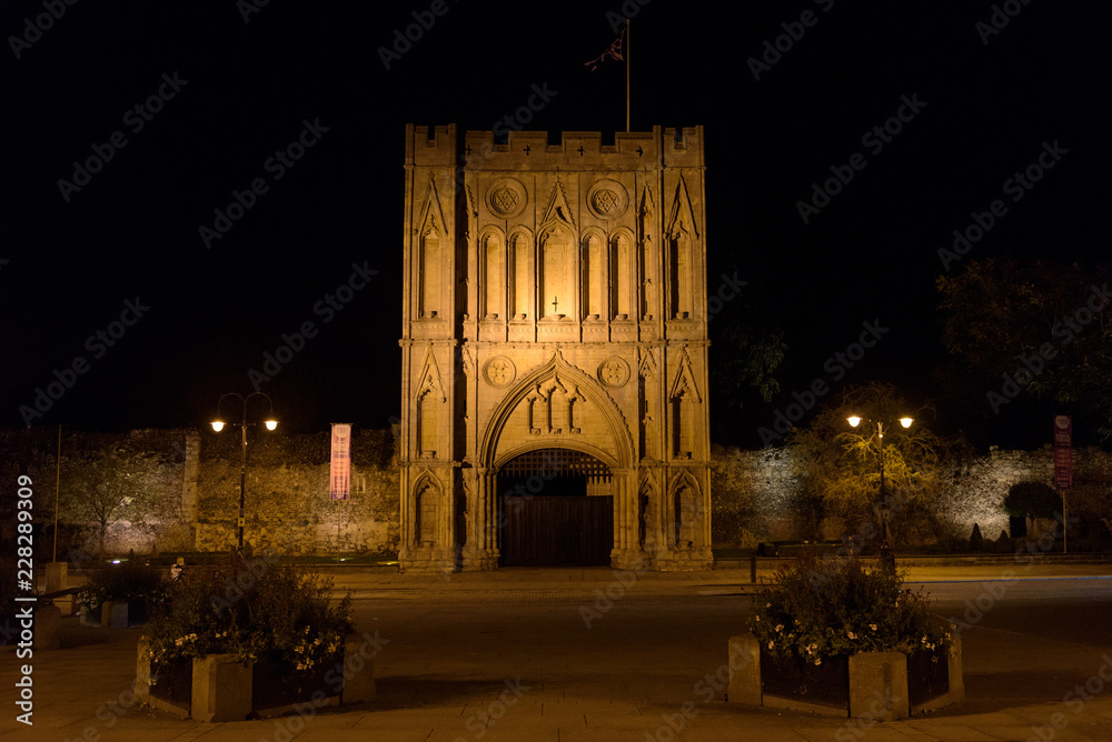 Abbey Gate at night in Bury St Edmunds