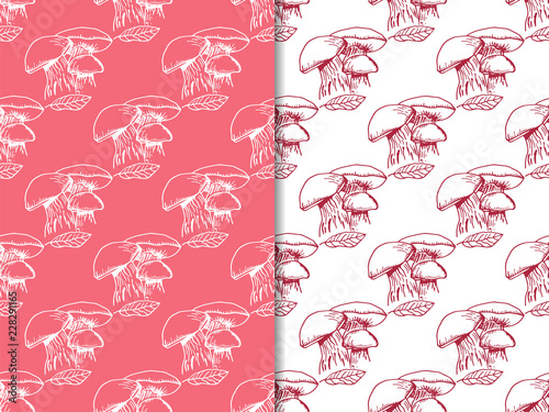 seamless pattern with vegetables mushrooms