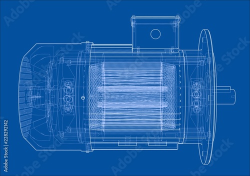 Electric motor sketch. Vector