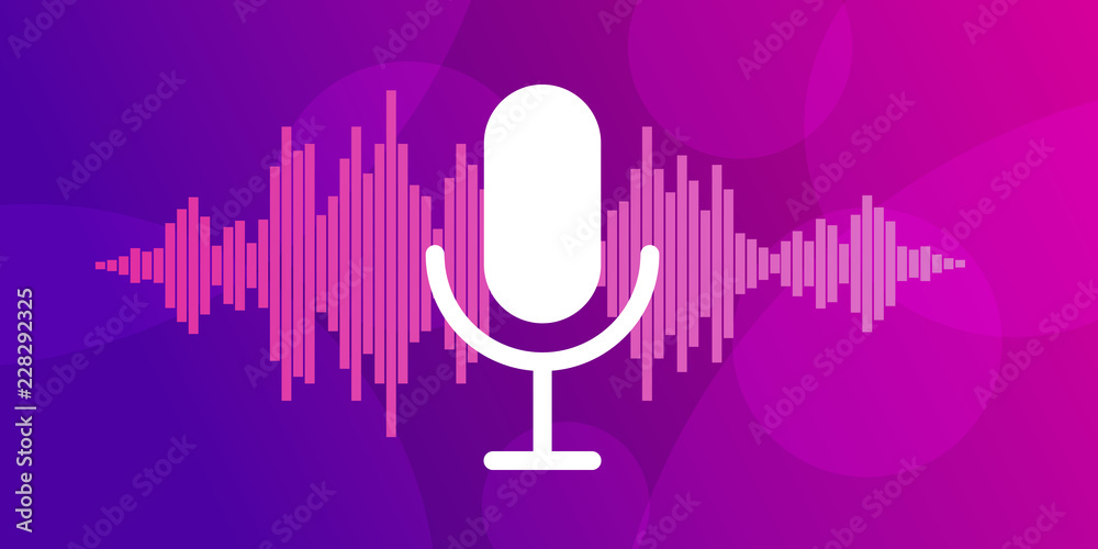 Microphone on violet background