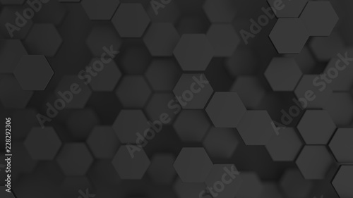 Abstract minimalist background with black 3d hexagons