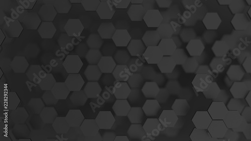 Abstract minimalist background with black 3d hexagons