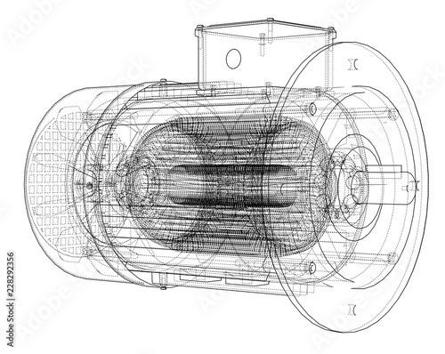 Electric motor sketch. Vector