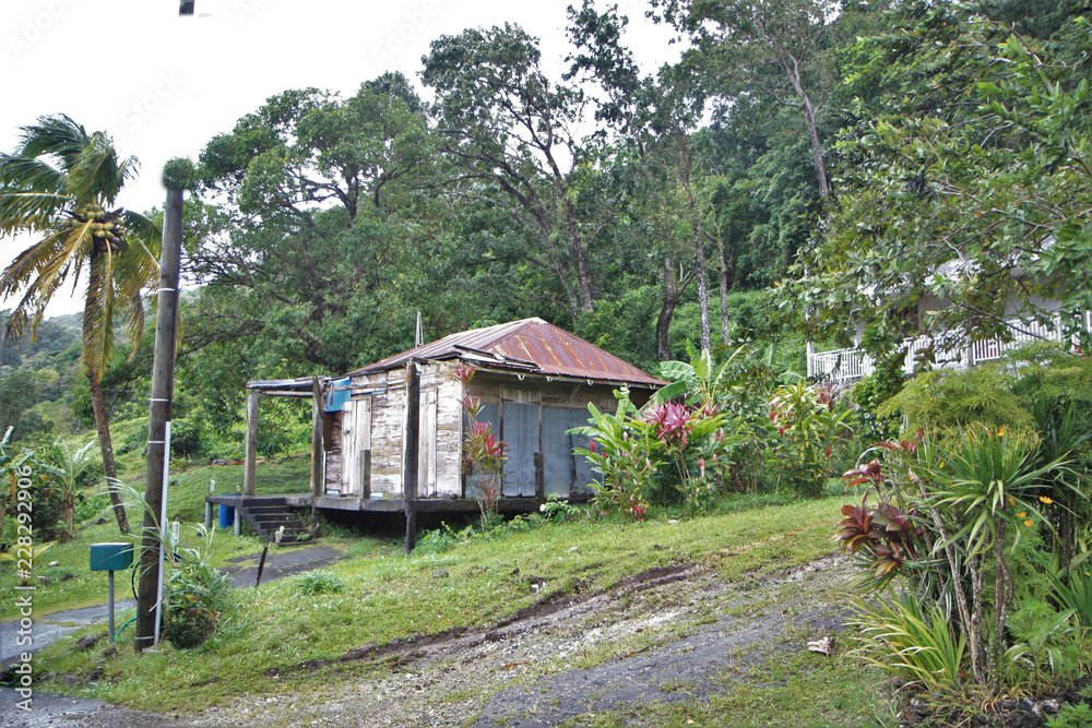 Guadeloupe, habitation isolée sur la route du sanctuaire de notre dame des larmes