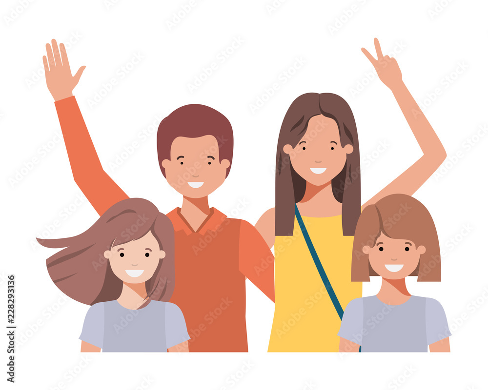 family waving avatar character family waving avatar character
