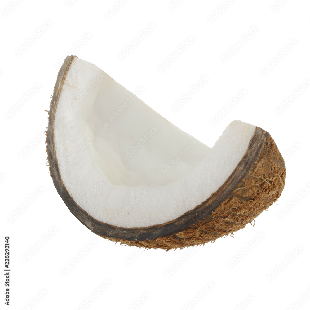 slice of coconut isolated on white slice of coconut isolated on white
