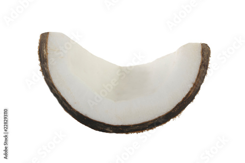 slice of coconut isolated on white