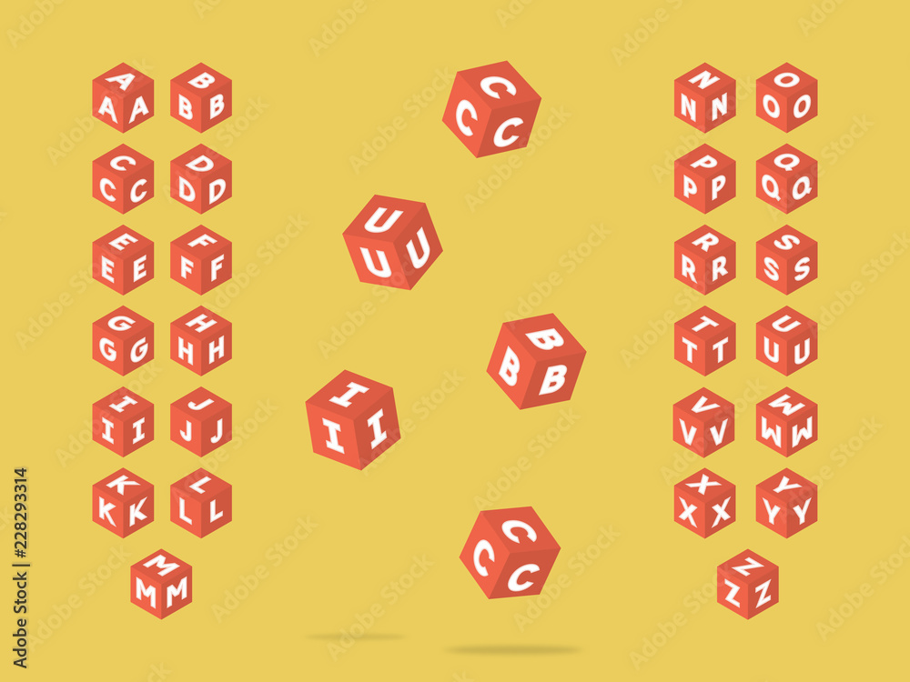 Cubic font. Vector alphabet Cubic font. Vector alphabet