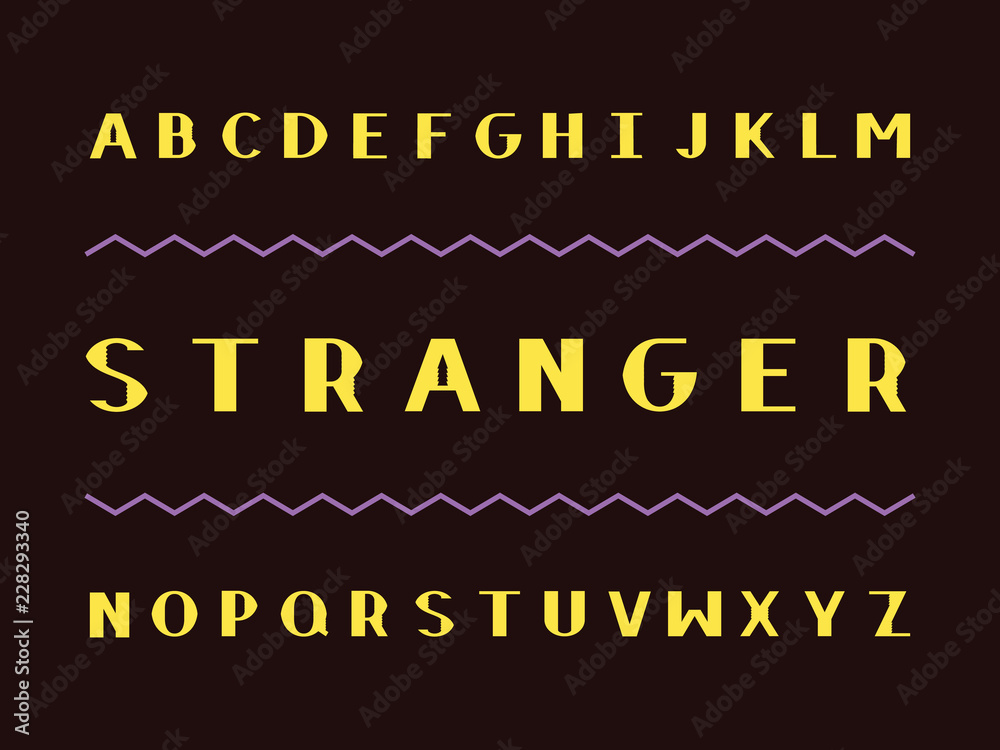 Stranger font. Vector alphabet Stranger font. Vector alphabet
