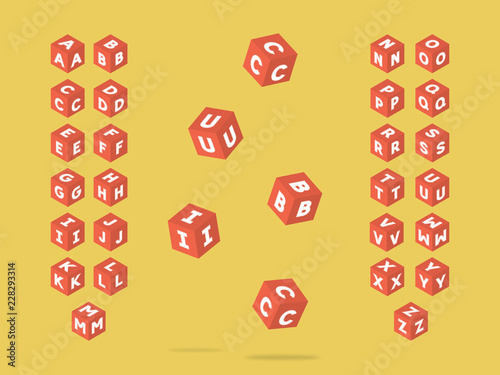 Cubic font. Vector alphabet