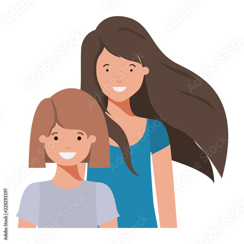 mother and daughter smiling avatar character
