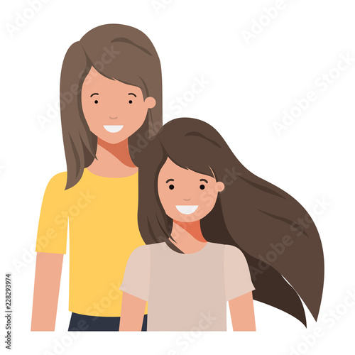 mother and daughter smiling avatar character