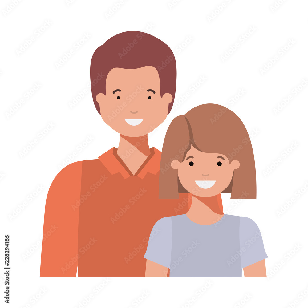 father with his daughter smiling avatar character father with his daughter smiling avatar character