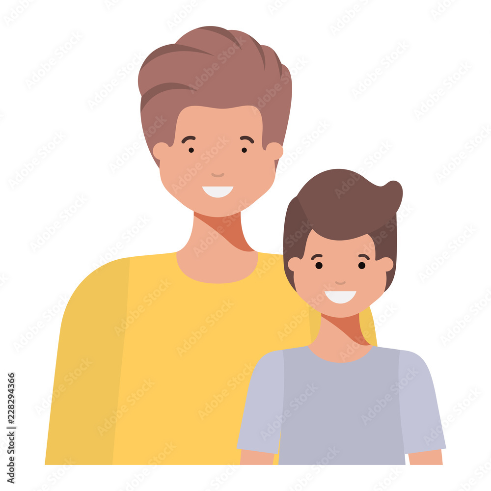 father with his son smiling avatar character father with his son smiling avatar character