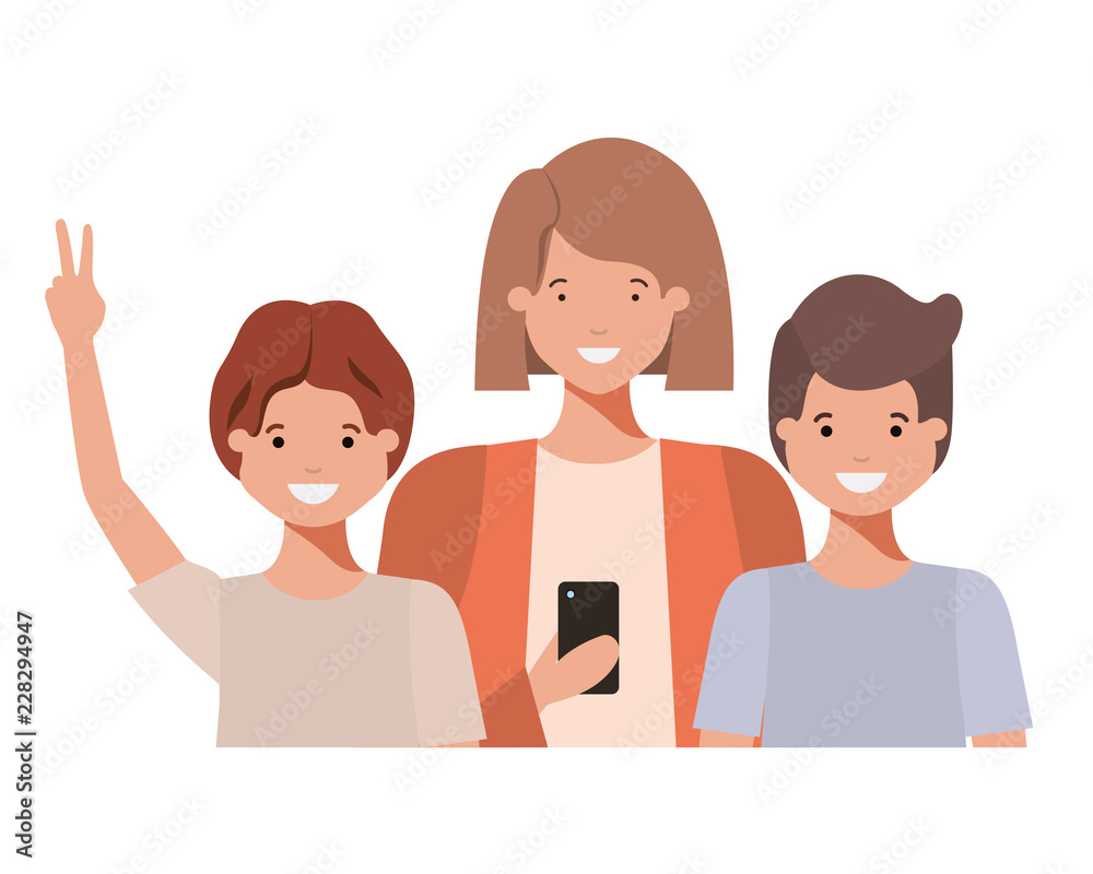 family smiling and waving avatar character family smiling and waving avatar character