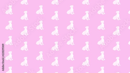 Diseño con patrón de estatuas de perros blancos en movimiento sobre un fondo rosa
