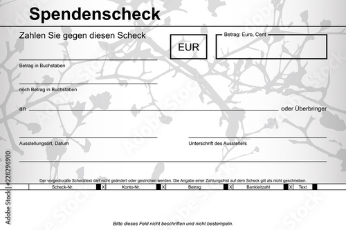 Spendenscheck Blumen weiß