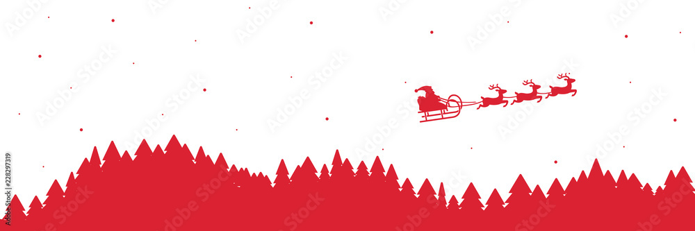 Banner mit weihnachtlicher Landschaft und fliegendem Weihnachtsmann Banner mit weihnachtlicher Landschaft und fliegendem Weihnachtsmann