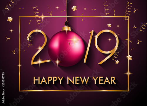 2019 Happy New Year Background for your Seasonal Flyers and Greetings Card or Christmas