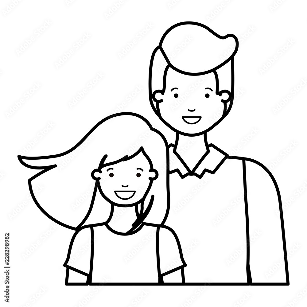 father with his daughter smiling avatar character father with his daughter smiling avatar character
